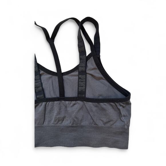 Victoria Secret PINK Charcoal Grey and Black Bralette Sports Bra Size Large - Picture 4 of 5